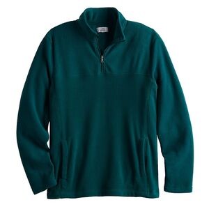 Croft and Barrow Men's 1/4 Zip Fleece In Emerald Green With Pockets. Size XXL